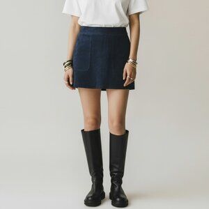 H&M Vintage Dark Blue Suede Mini Skirt – Size 6